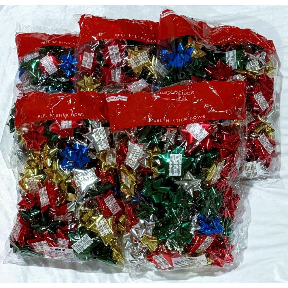 Hallmark Inspiration Peel n' Stick 3" Bows Metallic w/ 5 Bags of 75 - 375 Total